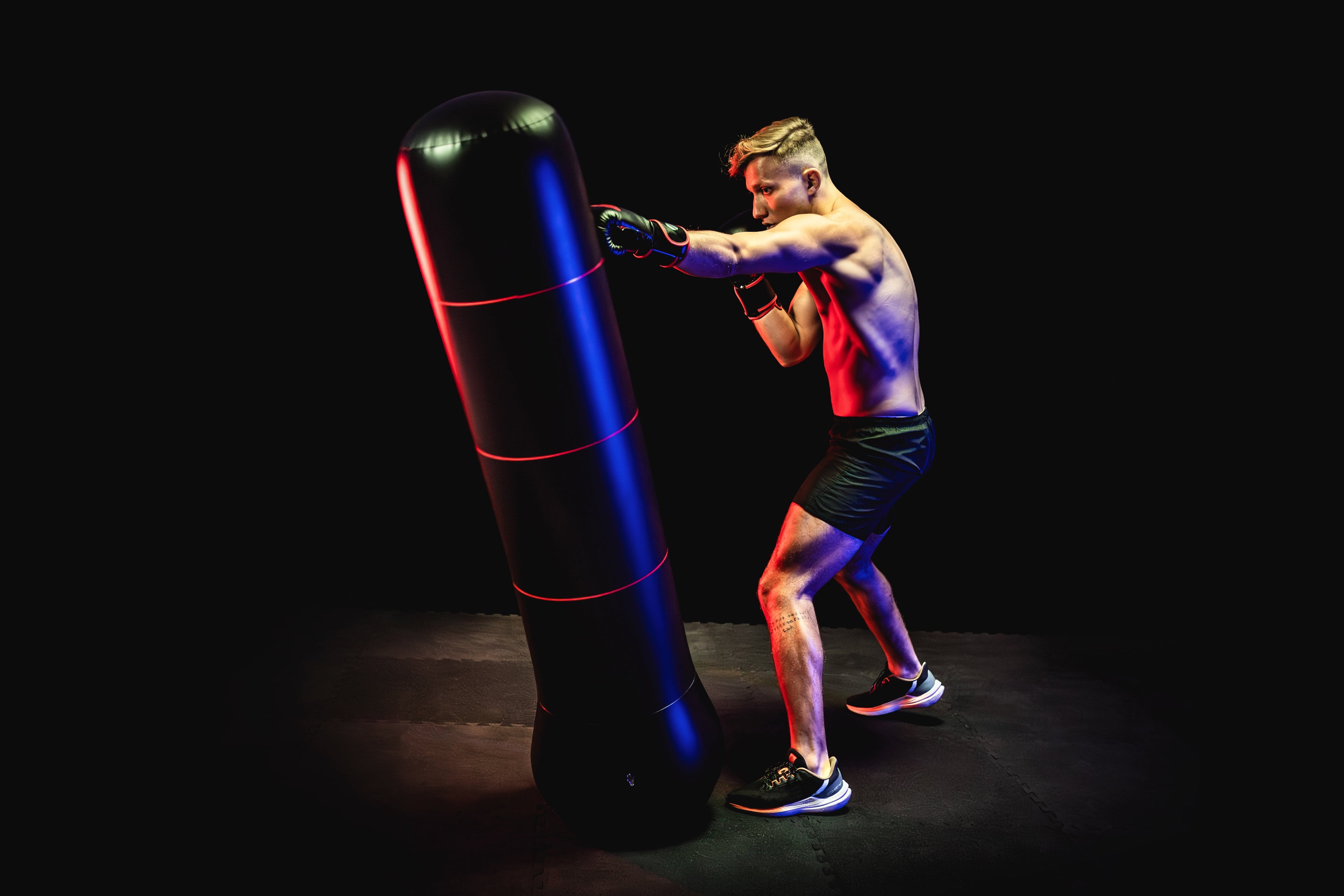 UFC Youth & Adult Inflatable Boxing Freestanding Punching Bag with Pump, 5 ft, Black