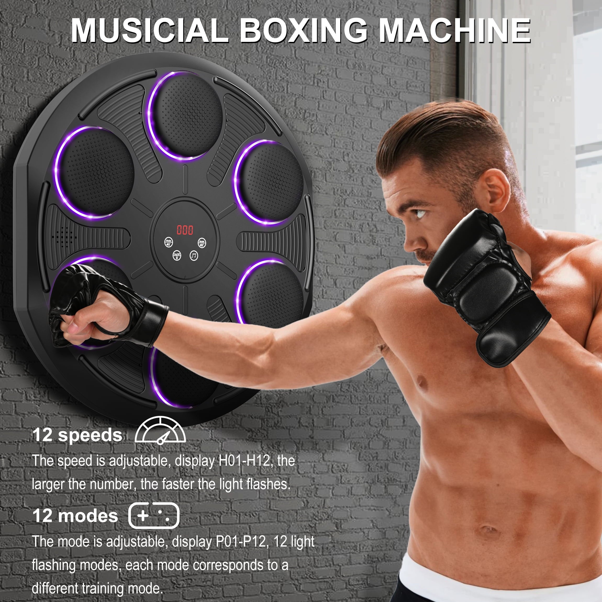 Hlthair Music Boxing Machine with Gloves Boxing Equipment for Adults Workout Music Punching Machine
