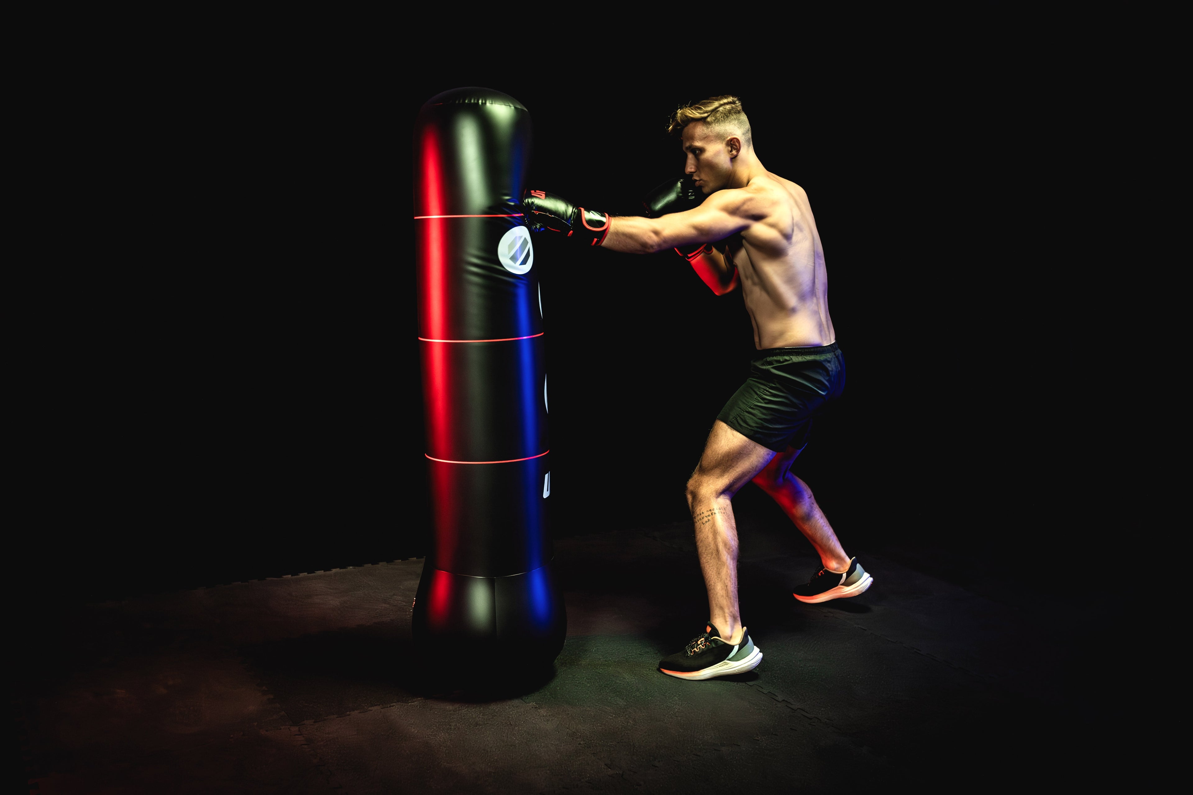 UFC Youth & Adult Inflatable Boxing Freestanding Punching Bag with Pump, 5 ft, Black