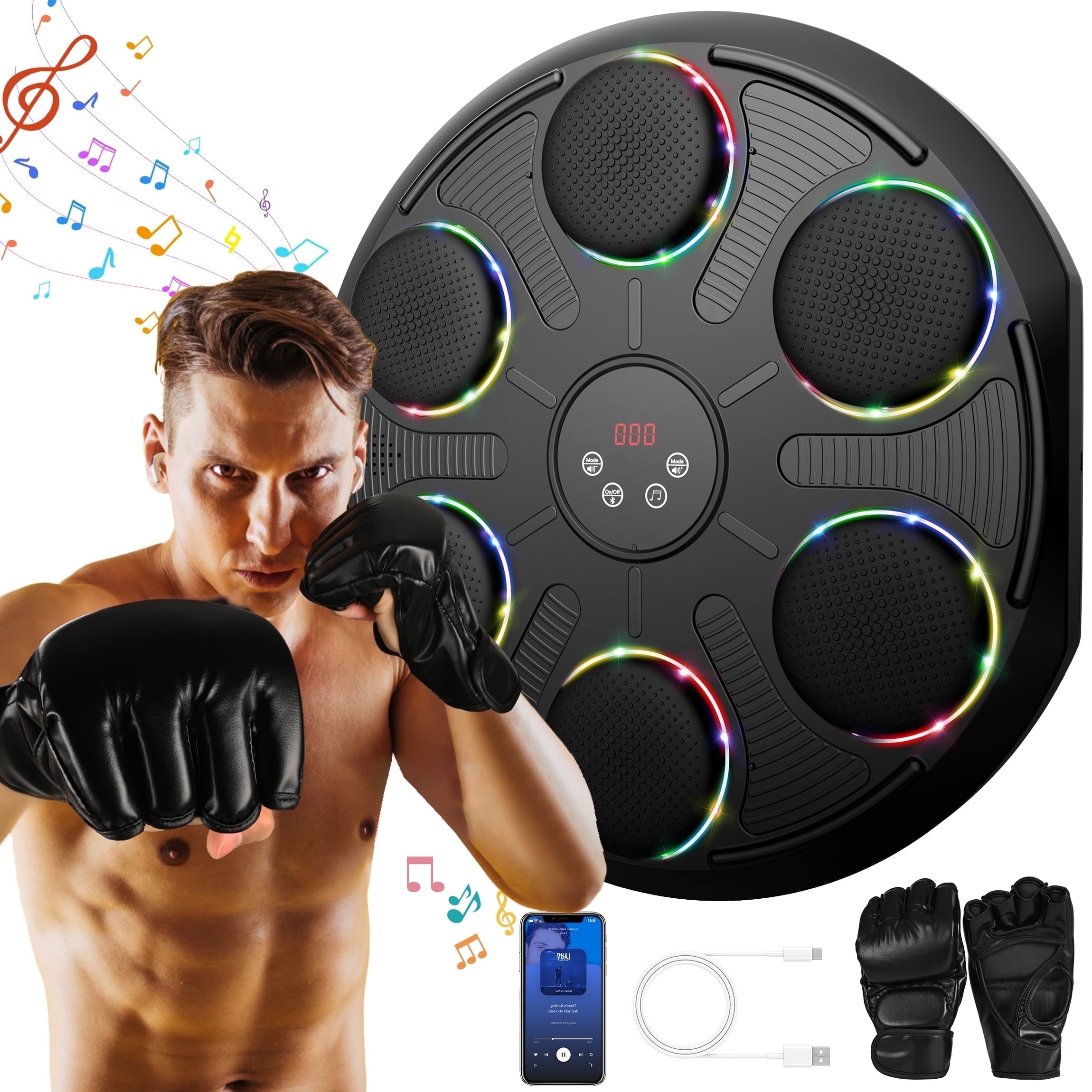 Hlthair Music Boxing Machine with Gloves Boxing Equipment for Adults Workout Music Punching Machine