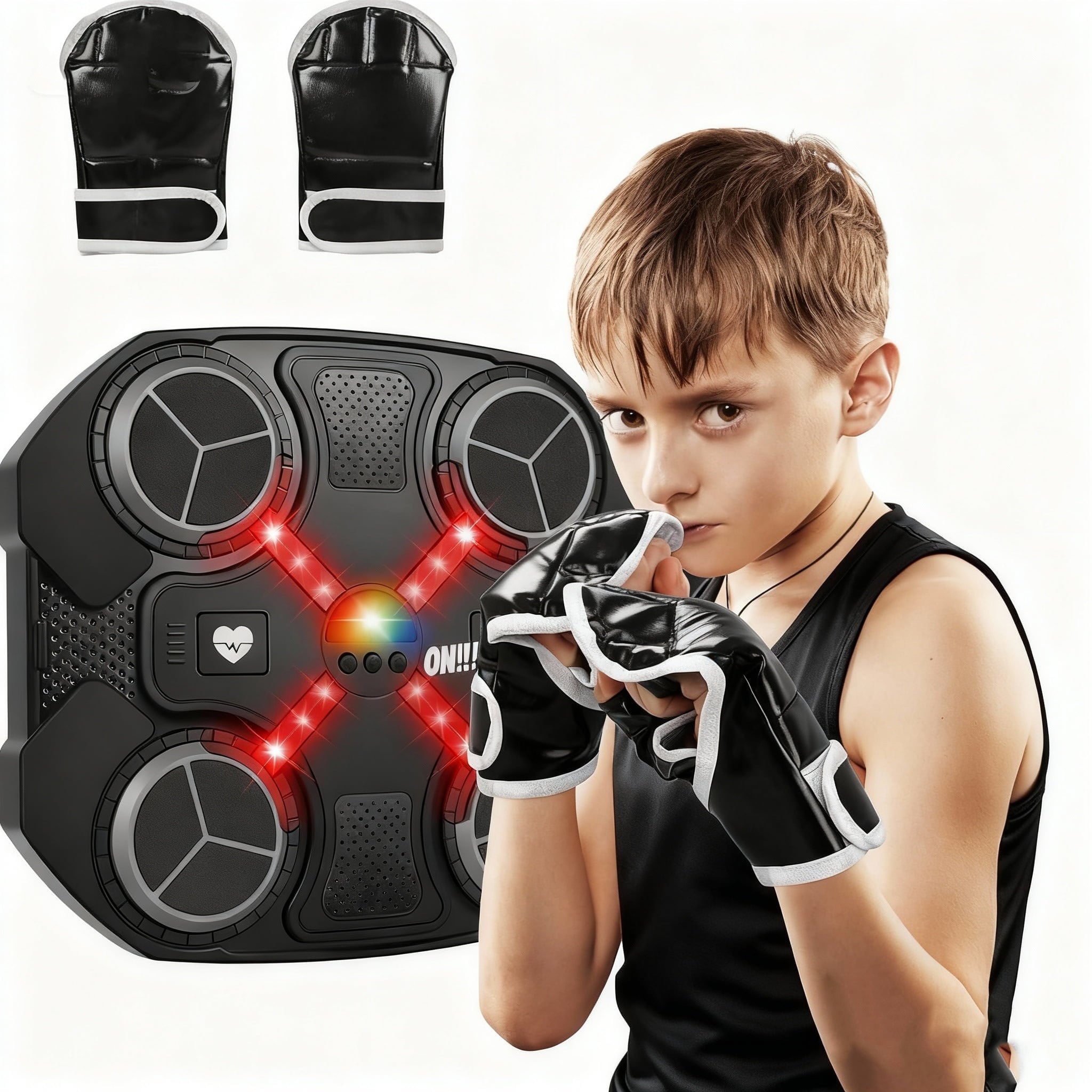 Music Boxing Machine Sport Toys for Kids and Adults,Wall Mounted Bluetooth Smart Punching Target,Training Pad Toy with Boxing Glove,Ideas Toys for Boys Girls Kids 3 4 5 6 7 8 9 10 11 12+ Years Old