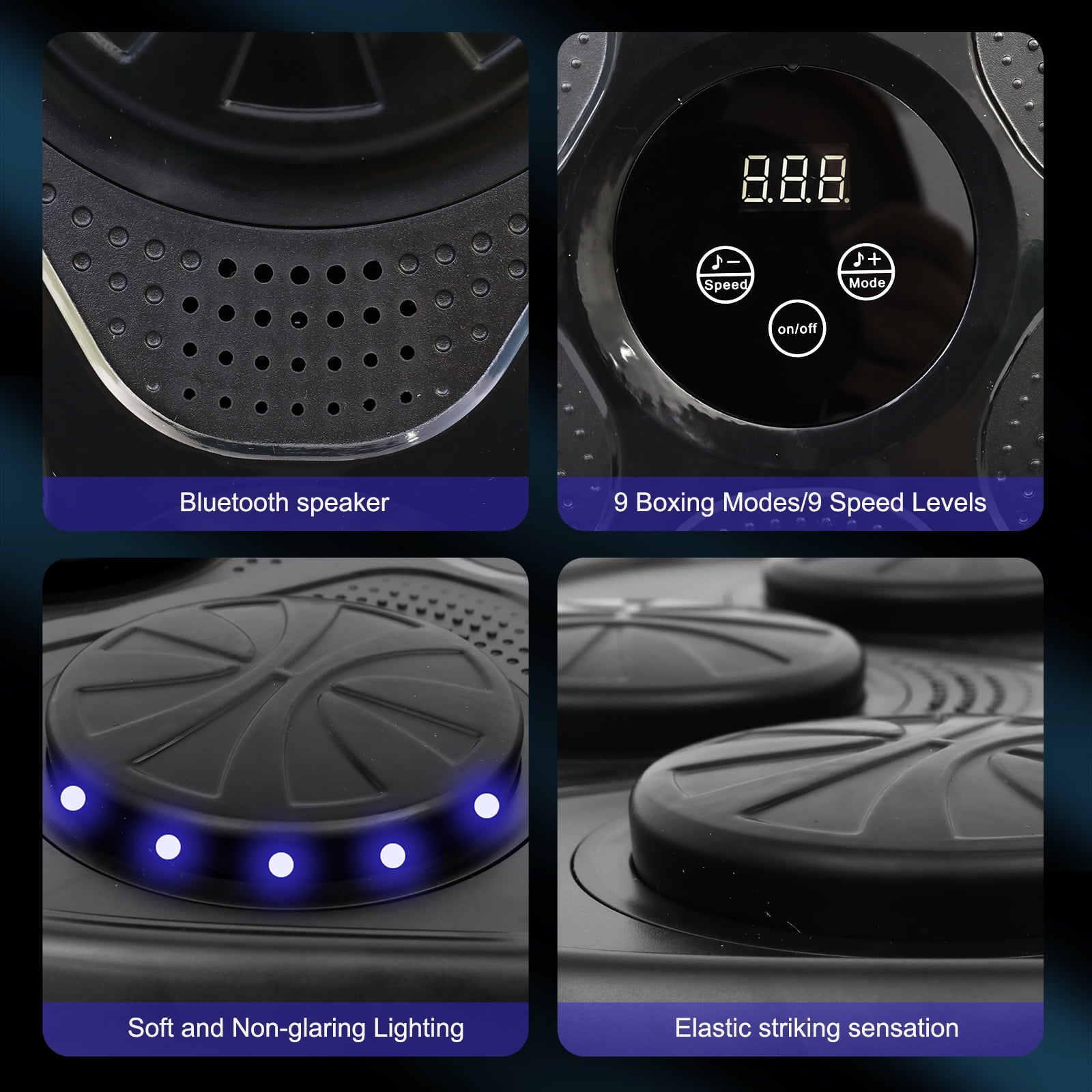 Music Boxing Machine with Blue Boxing Gloves, Intelligent Boxing Machine, Wall-Mounted Music Boxing Machine for Adults and Kids, Punching Pad Equipment for Home, Indoor, and Gym