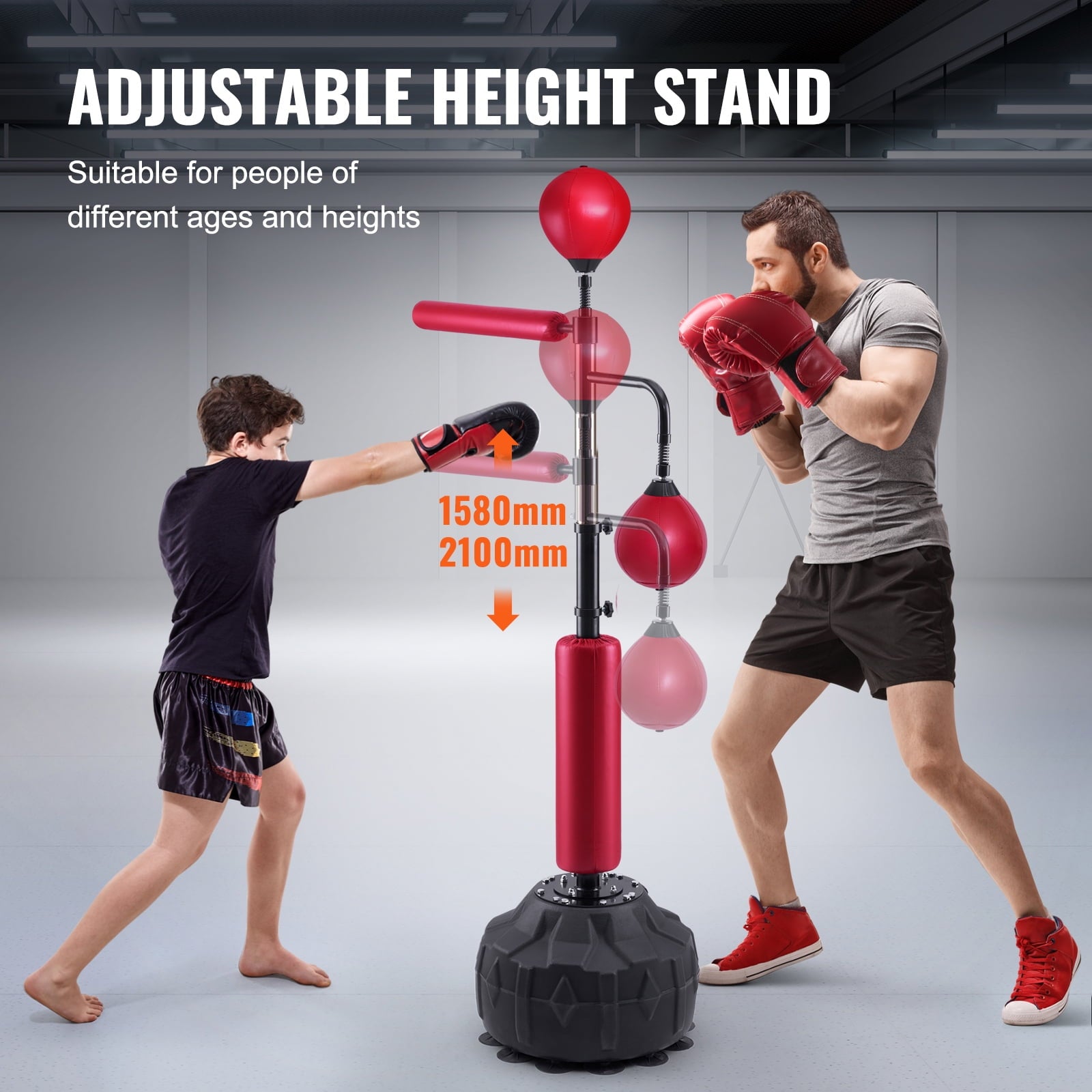 KFFKFF 2-IN-1 Punching Bag Freestand Reflex Speed Boxing Bag Training Adjustable