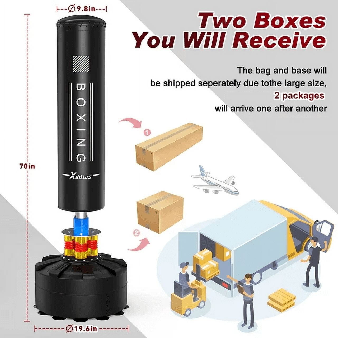 GIKPAL Punching Bag with Stand, Punching Bag for Adults, Boxing Bag with Stand 70''-205lbs Freestanding Punching Bag for Adult Youth Kids - Men Women Stand Kickboxing Bag for Home Office Gym