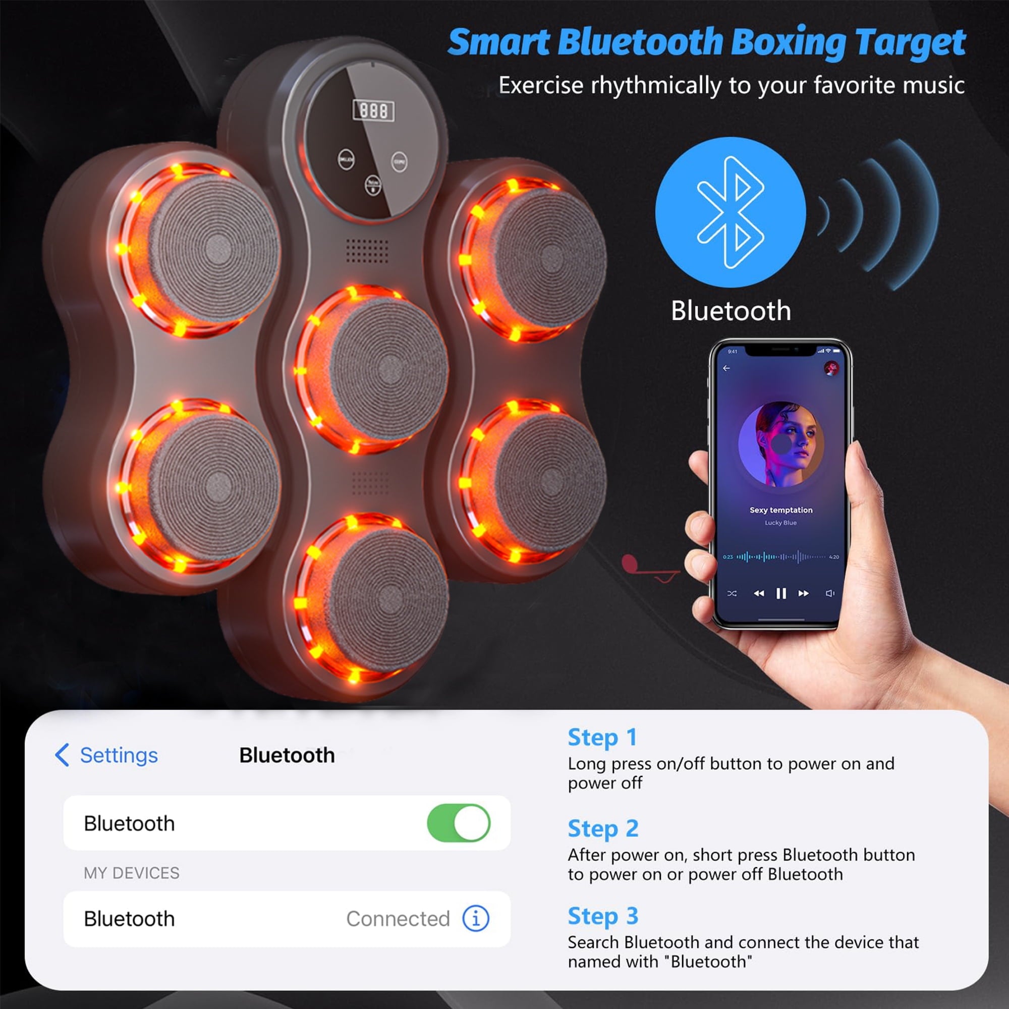 Arsvita Large Size Interactive Music Boxing Machine with 9 Modes & 9 Speeds and Boxing Gloves